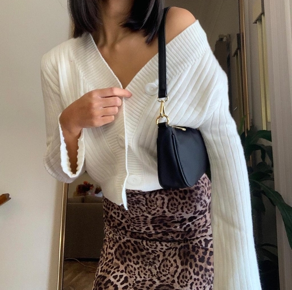 Princess Polly Sweaters - Princess Polly white cropped cardigan